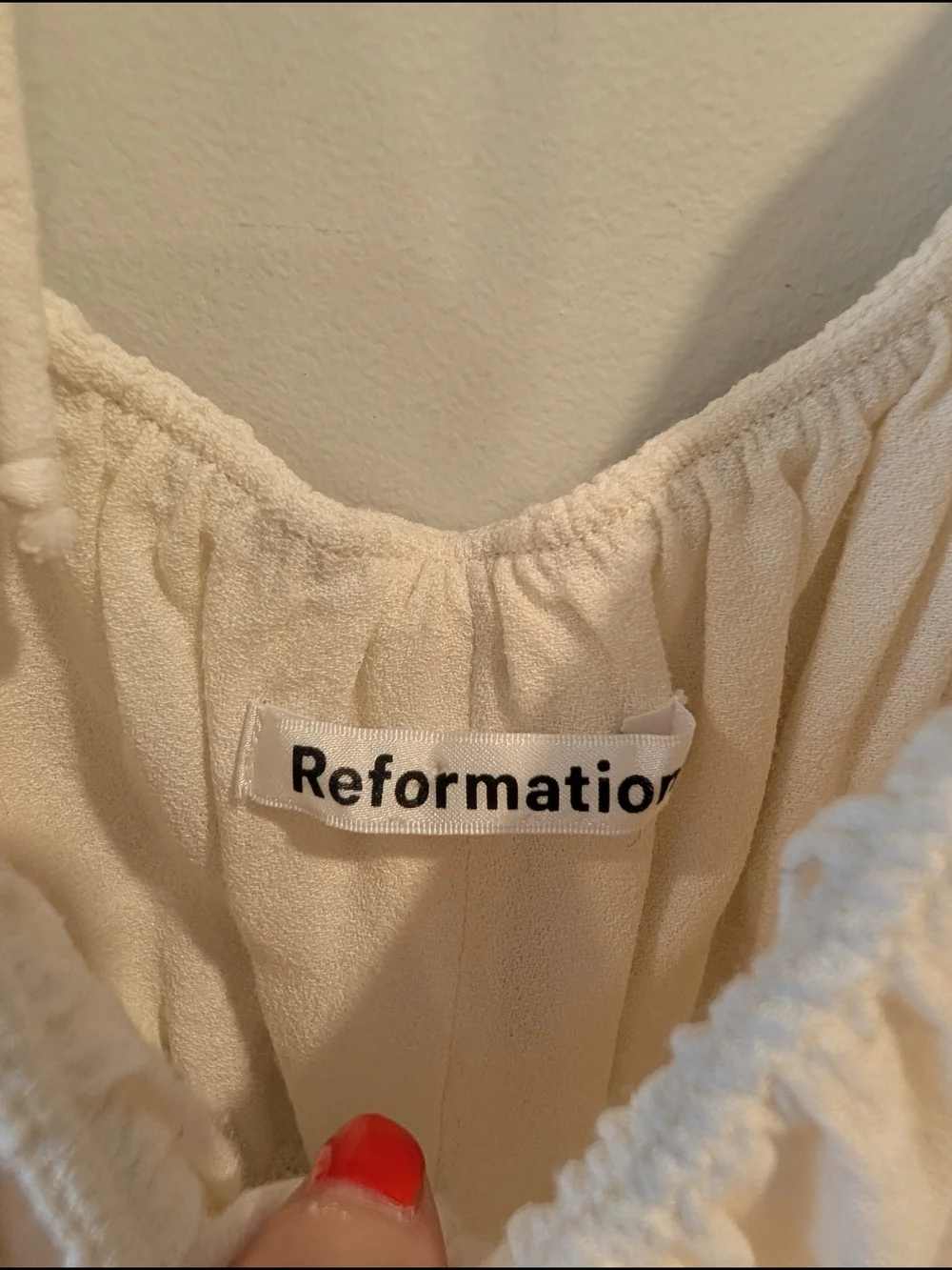 Reformation Women Ivory Gathered Peplum Blouse Puff Sleeves Cottagecore Sz M
